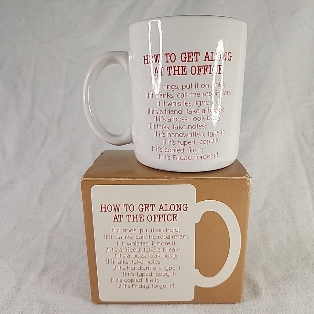 Mug 1986 Hallmark Coffee Tea Cup How To Get Along At The Office Vintage New